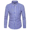 Navy and White Vertical Stripe Long-Sleeve Shirt