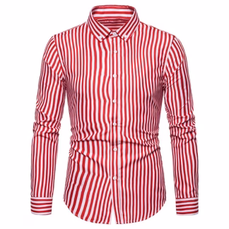 Red & White Vertical Stripe  Shirt