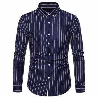 Navy Blue Vertical Stripe  Shirt